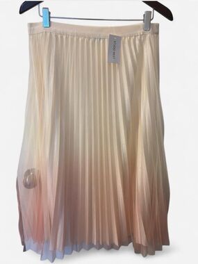 Studio West Cream Pleated Midi Skirt